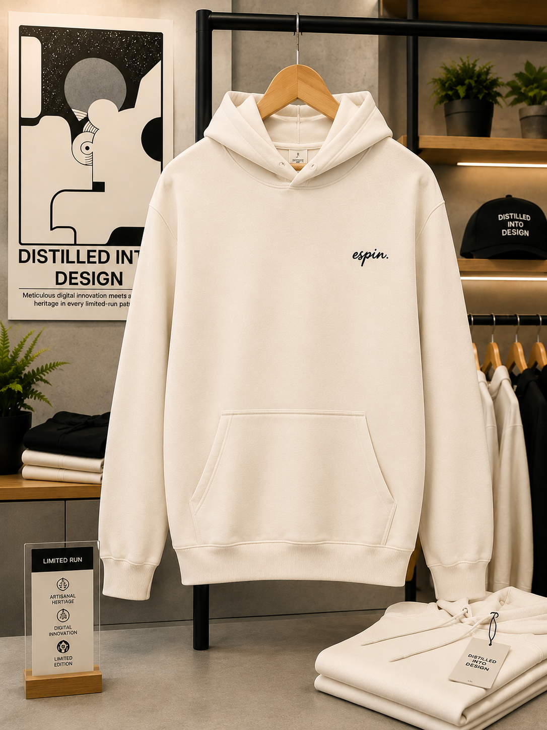 L'Œil du Silence — Organic Hoodie, White | Studio Espin