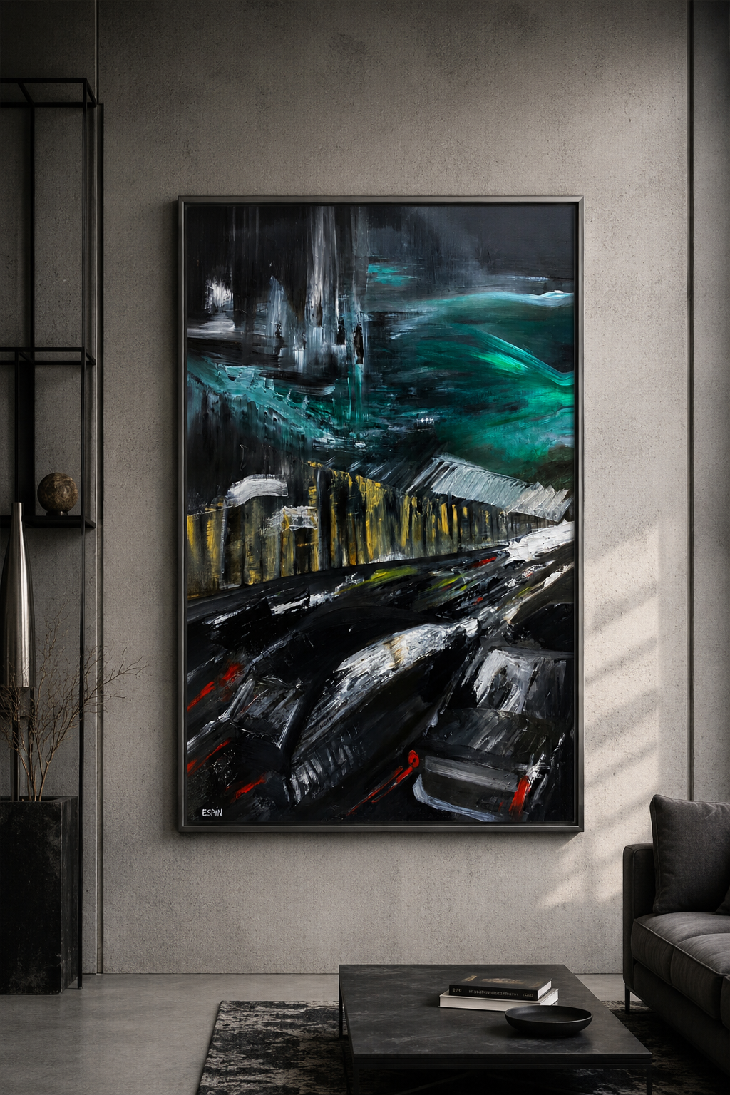 Miradas Nocturnas 2014 — nocturnal painting framed in a room — Studio Espin