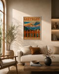 Mon Balcon, Guéthary 2024 — Atlantic ocean view from a balcony framed in a room, French Basque coast art print by Studio Espin